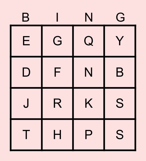 ALPHABET BINGO Card