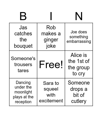 Wedding Bingo Card