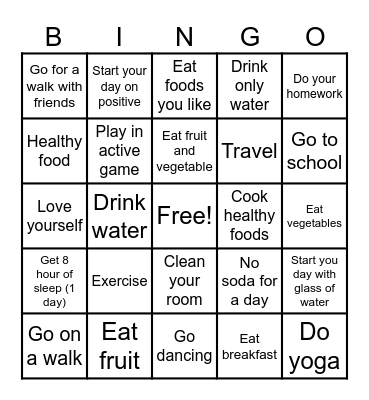 Lifestyle Bingo Card