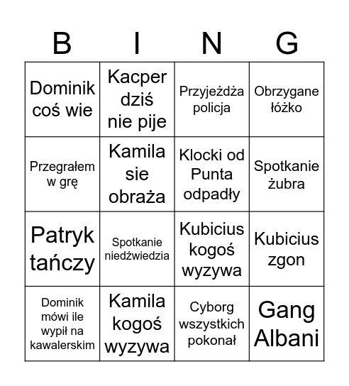 Bingo firmowe Bingo Card