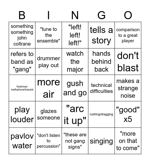 GREG HALL BINGO Card
