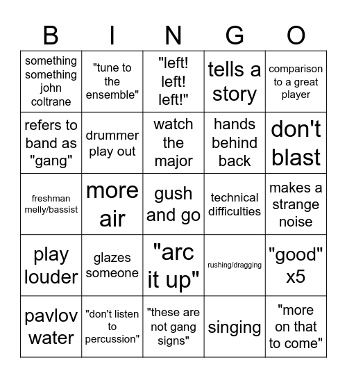 GREG HALL BINGO Card