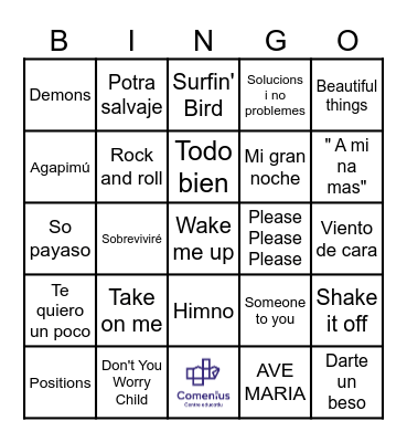 Bingo Musical Bingo Card