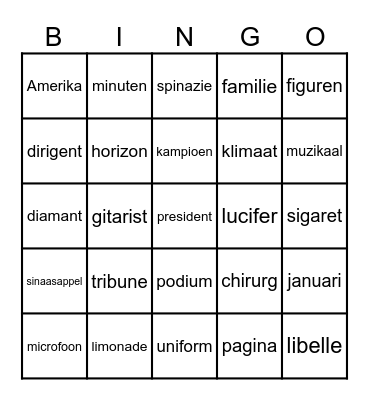 Woorden met i Bingo Card