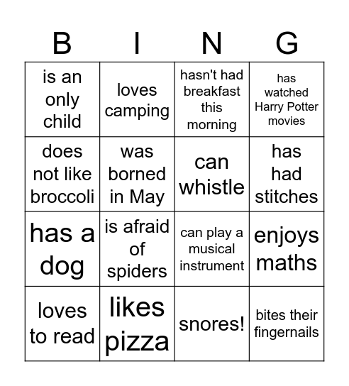 Find someone who... Bingo Card