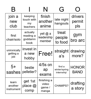 senior yr bingo Card