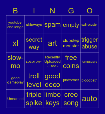 Recent Tab Bingo Card