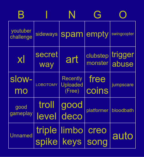 Recent Tab Bingo Card