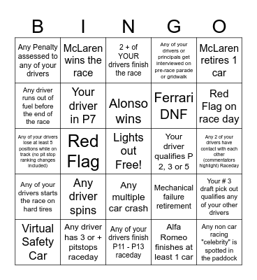 Baku GP Bingo - 2024 - @gispatch Bingo Card