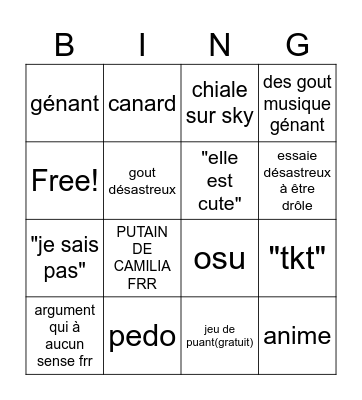 suliv bingo liste Bingo Card