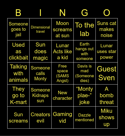 SaMS BIGO! Bingo Card