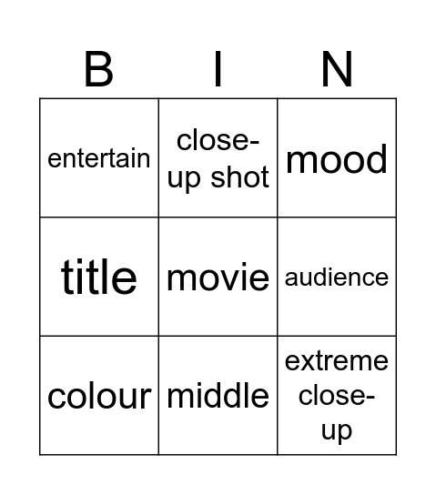 Movies Bingo Card