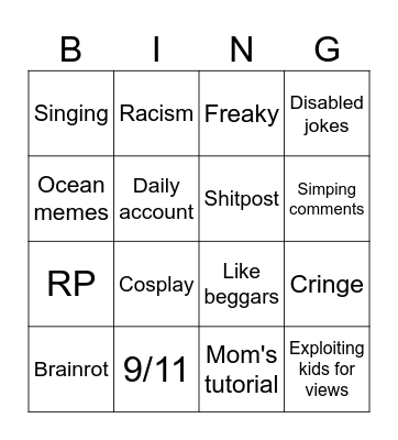 Reels bingo Card