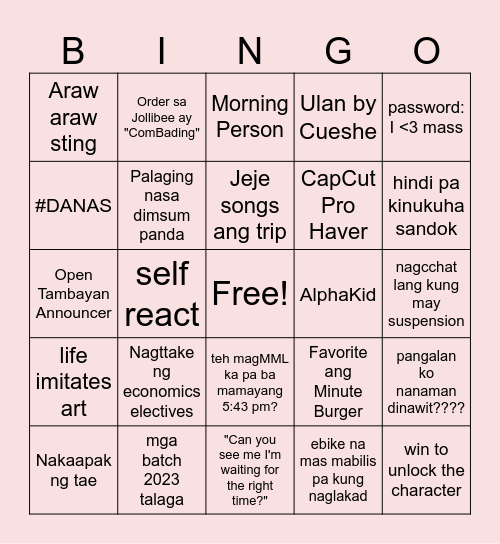 UPLB MASS Members Bingo Card