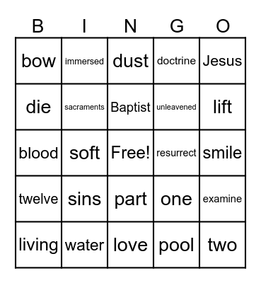 Bible Bingo Game Bingo Card