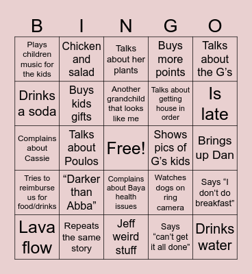 Mimi Bingo Card