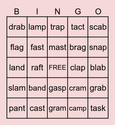 Short A Advanced: UFLI 35c Bingo Card