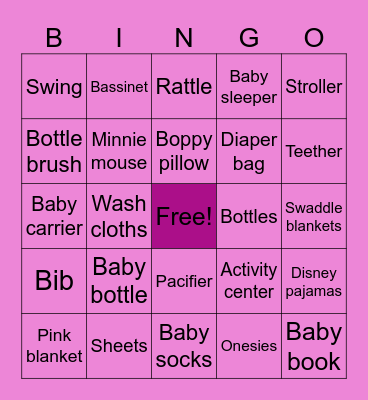 Baby Girl Bingo Card