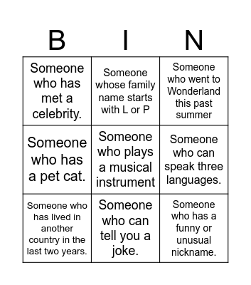 Icebreaker Bingo Card