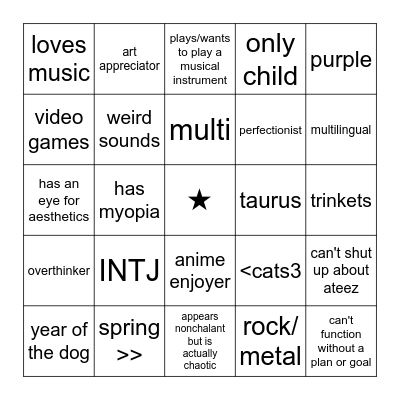 SOFIA'S BINGO!! Bingo Card