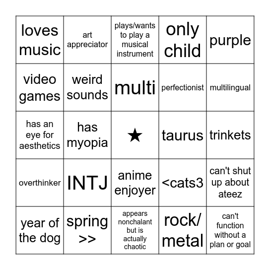 SOFIA'S BINGO!! Bingo Card