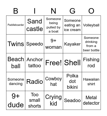 Beach Bingo Card