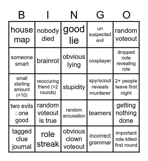 roblox flicker bingo card Bingo Card