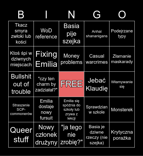 Exaltsekai Bingo Card