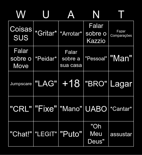 WUANT Bingo Card