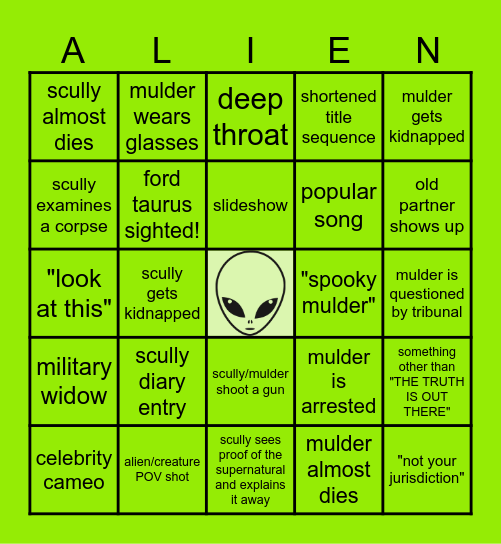 X-FILES BINGO Card