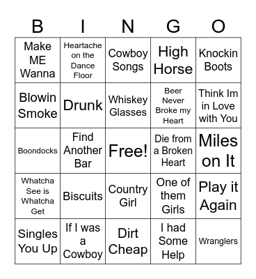 Country Bingo Card