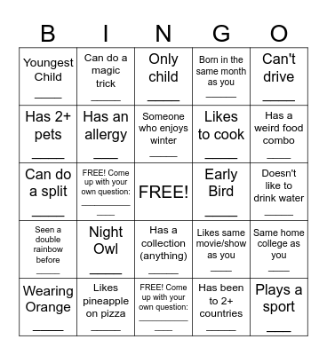 FYS 101 BINGO Card