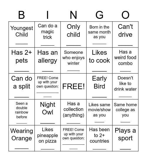 FYS 101 BINGO Card
