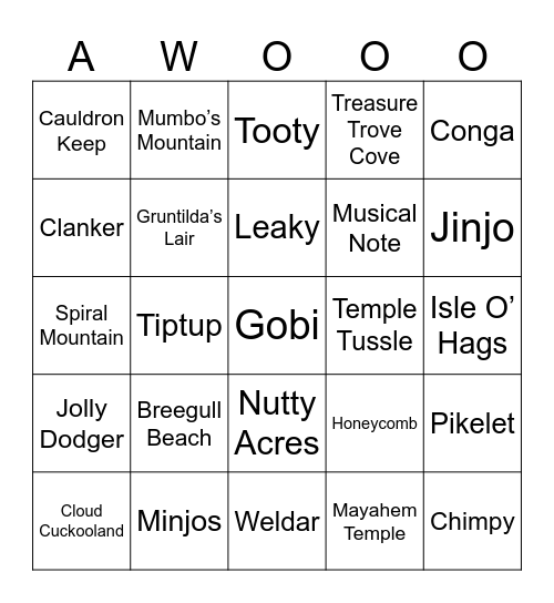 Ralfonic Banjo Kazooie  [Round 1] Bingo Card