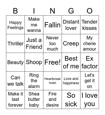 R&B Bingo Card