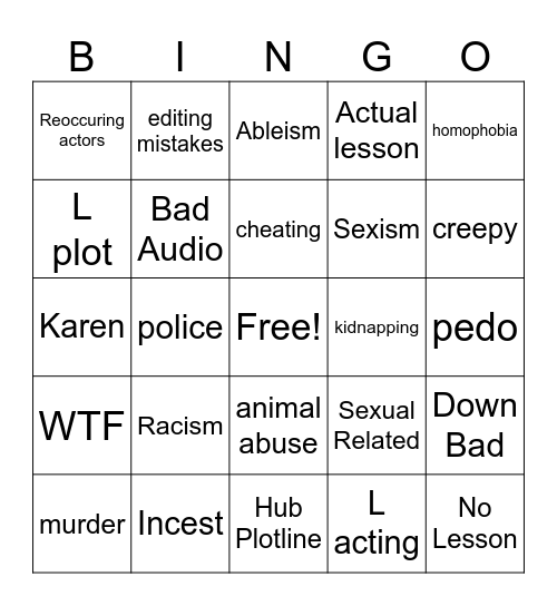 Tomorrow's Teachings Bingo Card