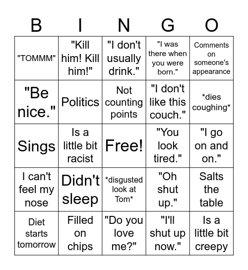 Grandma Nancy Bingo Card