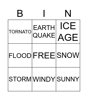 WEATHER BINGO Card