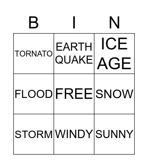 WEATHER BINGO Card