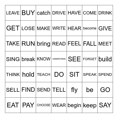 IRREGULAR VERBS B1-B2 Bingo Card