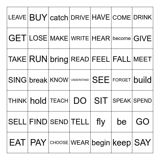 IRREGULAR VERBS B1-B2 Bingo Card