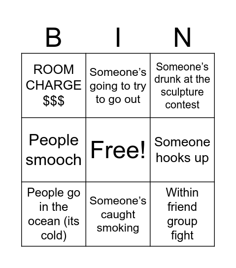 BEACH BINGO Card