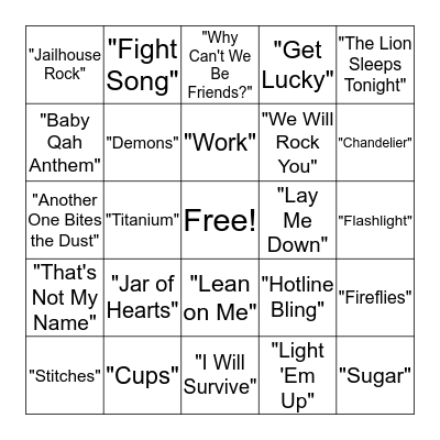 Musical Bingo Card