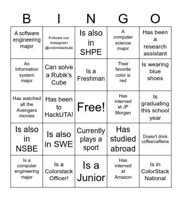 ColorStack UTA Bingo Card