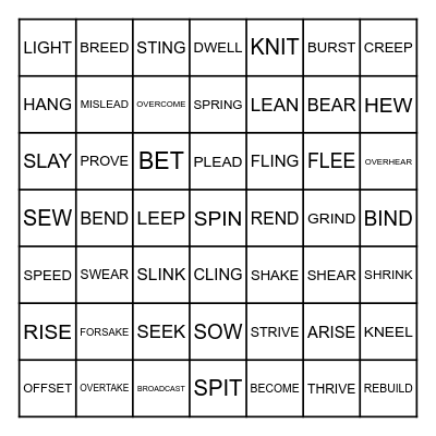 IRREGULAR VERBS TIC TAC TOE B2-C1 Bingo Card