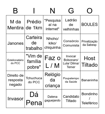 Debate 22h TV Cultura Bingo Card