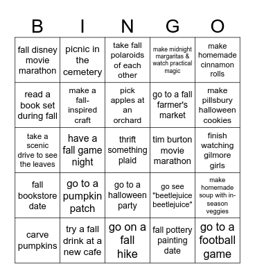 Fall Bingo Card