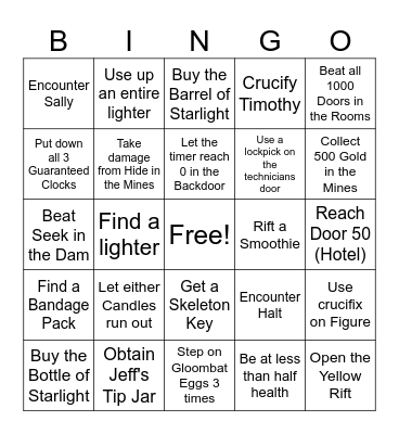 Doors Bingo Card