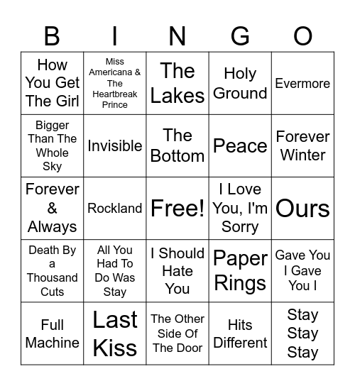 GRACIE AND TAYLOR Bingo Card