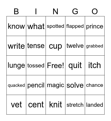 Phonics Bingo Card